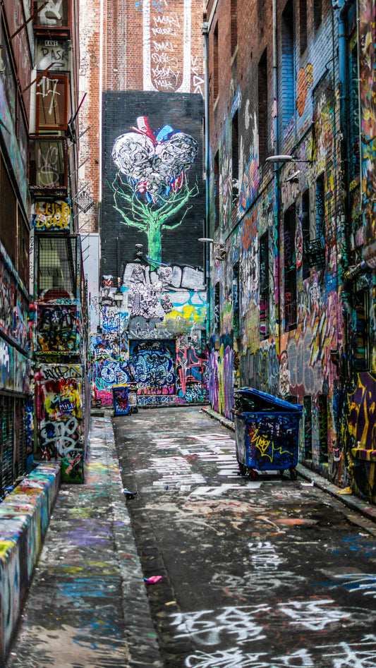 Stretched Canvas: graffiti wall alley during daytime – James Garman (Unsplash)
