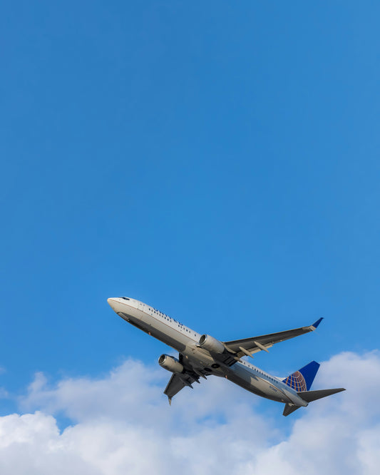 Stretched Canvas: gray and blue airplane – Nick Morales (Unsplash)