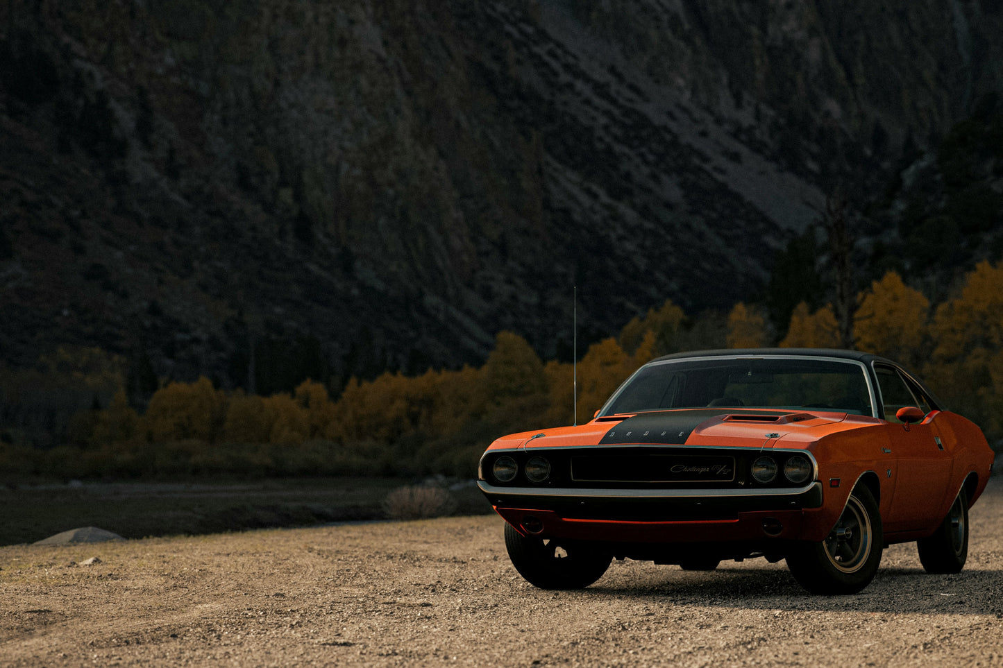 Stretched Canvas: orange chevrolet camaro on dirt road during daytime – Alexandros Athanasopoulos (Unsplash)